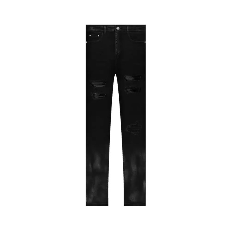 TDR X RUCAS  Caviar Leather Washed Jeans Black